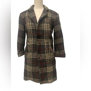Calvin Rucker plaid tweed wool Coat Size:XS
